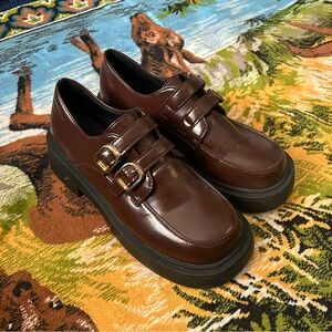 SHISHE Shein Women’s Chunky Brown Faux Leather Dress Shoes